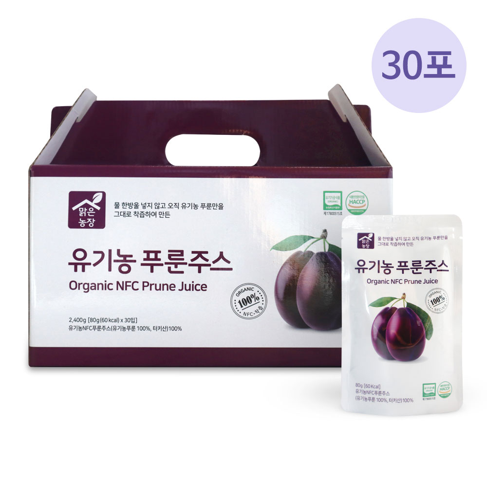 맑은농장 NFC착즙100% 유기농 푸룬주스 80ml,30포 임산부 변비주스 딥워터 제품 이미지
