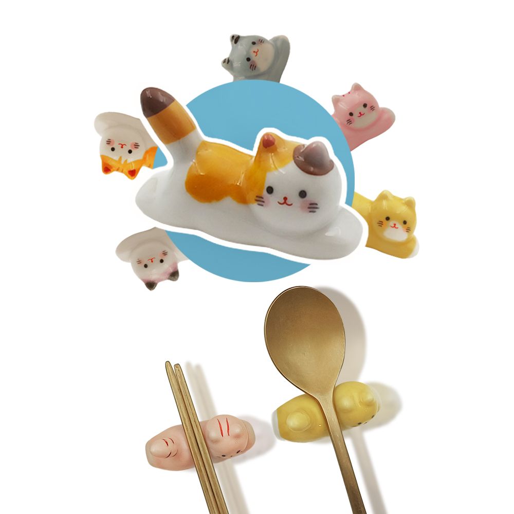고양이 수저받침대 젓가락 숟가락 받침대 수저 커트러리 도자기 귀여운 예쁜 - 상세 이미지 2