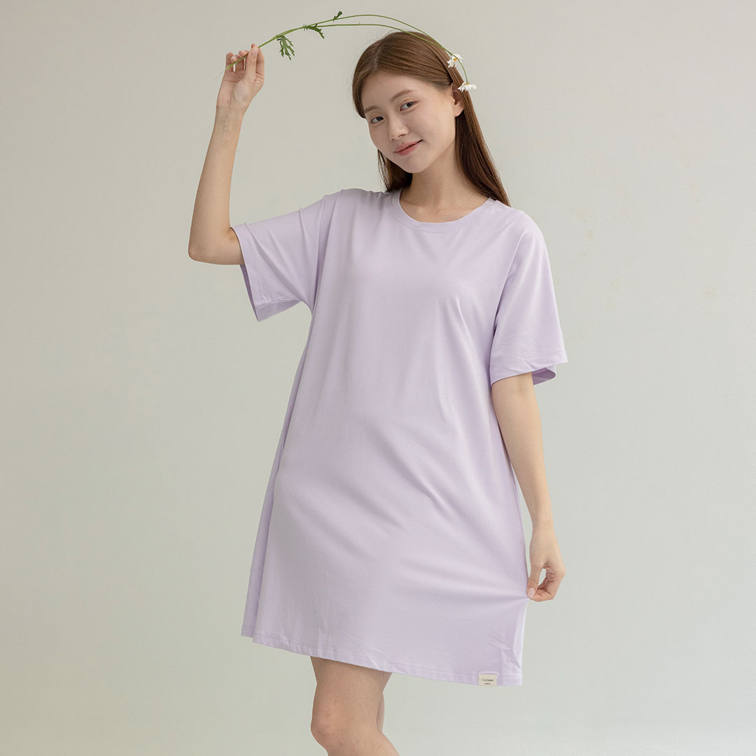 싸이클린 원피스잠옷 파자마 반팔 오가닉순면 여성잠옷 홈웨어 임산부선물 실내복 이미지 2