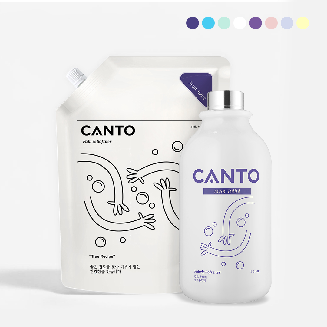 [1L+1.3L] 칸토 명품 세제, 섬유유연제 1L 섬유유연제 본품 몽베베&1.3L 파우치 몽베베