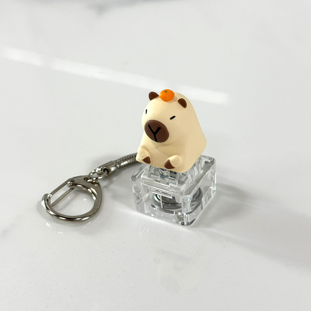 포인트키캡 키링 LED 딸깍이 아티산 귀여운 동물 열쇠고리 차키 가방 카피바라 감귤바라 이미지 6