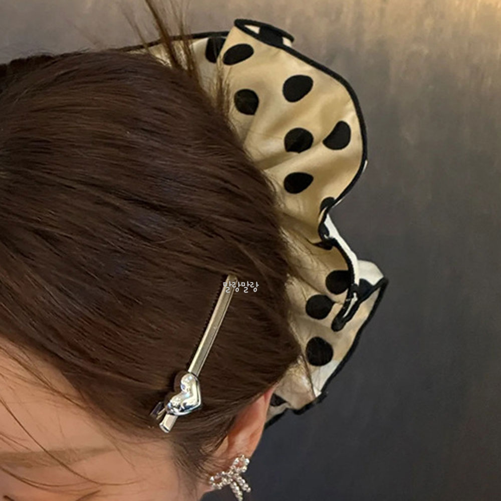 옆머리 하트 집게핀 러블리 진주 실버핀 심플한 포인트 머리삔 이미지 8