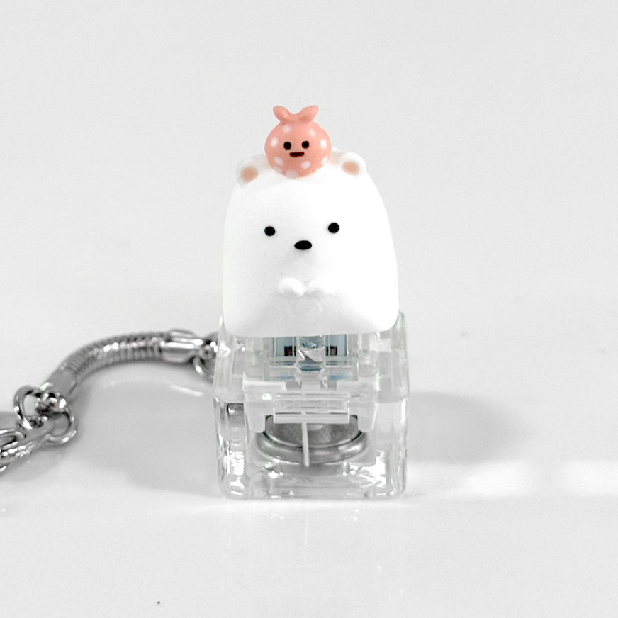 포인트키캡 키링 LED 딸깍이 아티산 귀여운 동물 열쇠고리 차키 가방 북극곰 - 상세 이미지 3