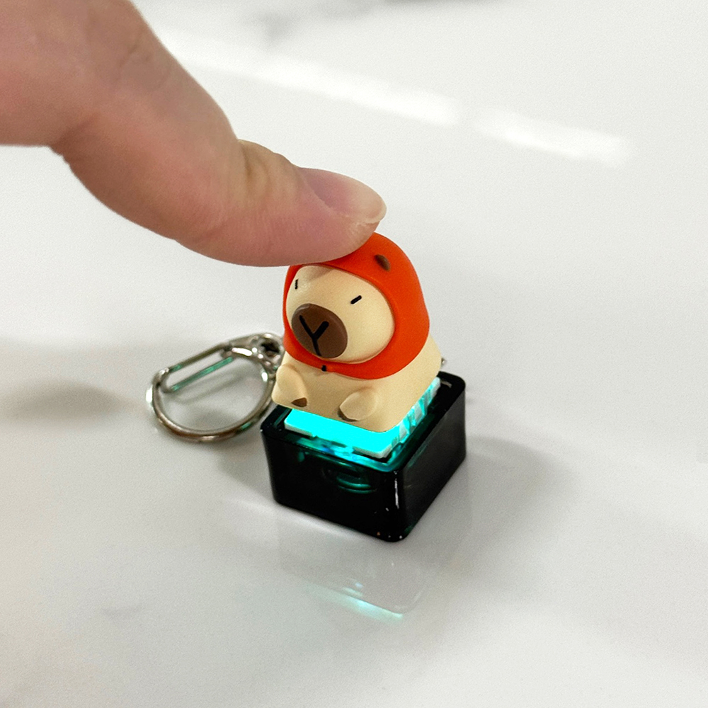 포인트키캡 키링 LED 딸깍이 아티산 귀여운 동물 열쇠고리 차키 가방 카피바라 당근바라 이미지 8