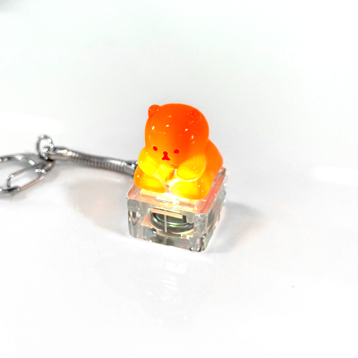포인트키캡 키링 LED 딸깍이 아티산 귀여운 동물 열쇠고리 차키 가방 젤리곰 오렌지곰