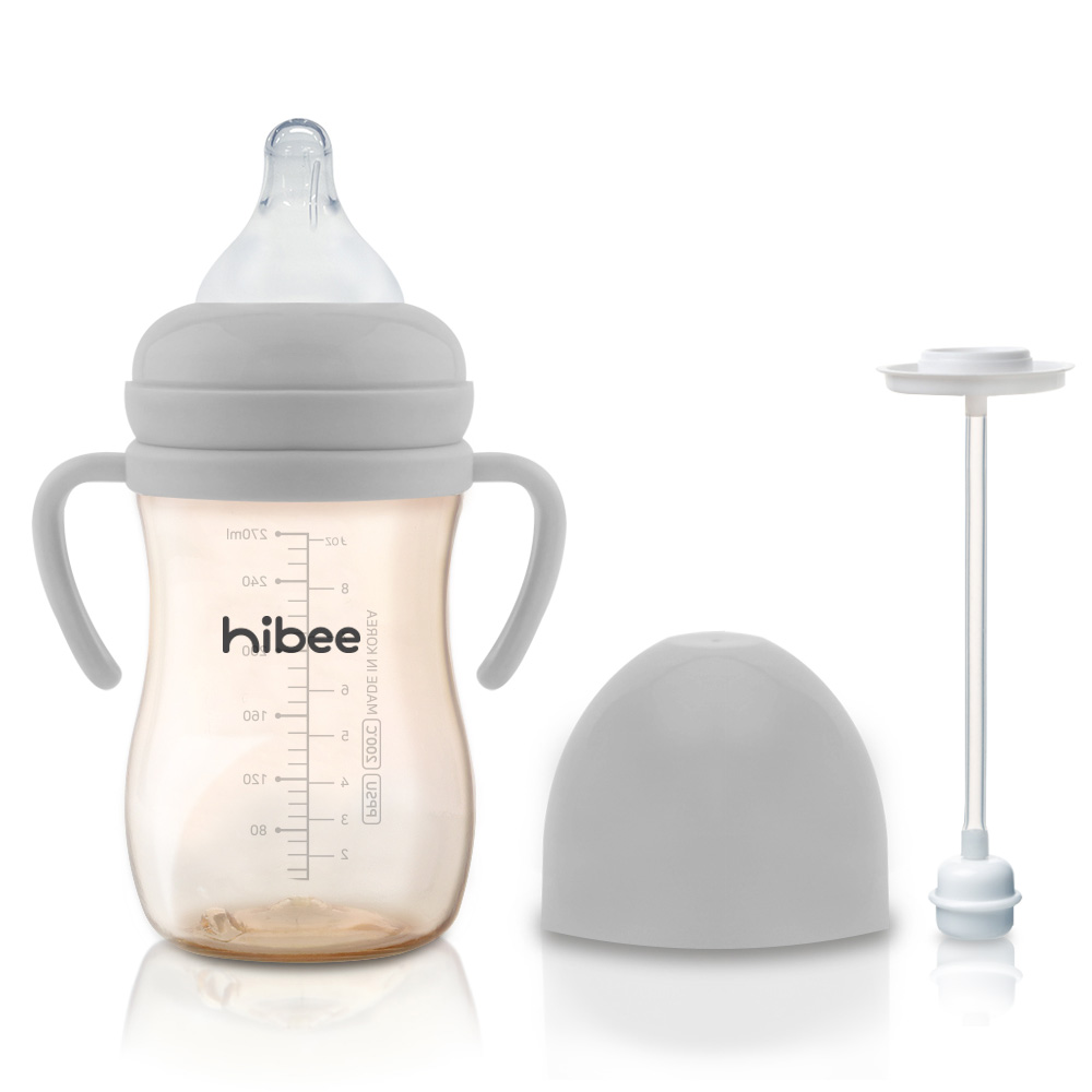 1+1 하이비 PPSU 빨대젖병 270ml 뉴트럴에디션 0개월이상 젖꼭지 - 상품 이미지