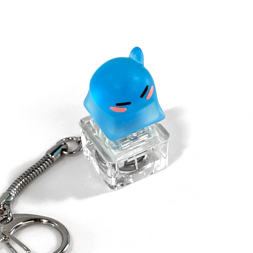 포인트키캡 키링 LED 딸깍이 아티산 귀여운 동물 열쇠고리 차키 가방 파란색 슬라임 - 상세 이미지 3