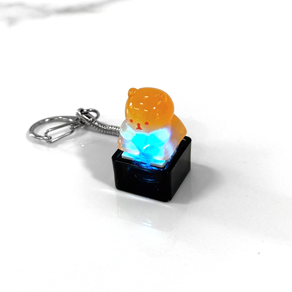 포인트키캡 키링 LED 딸깍이 아티산 귀여운 동물 열쇠고리 차키 가방 젤리곰 오렌지곰 이미지 8