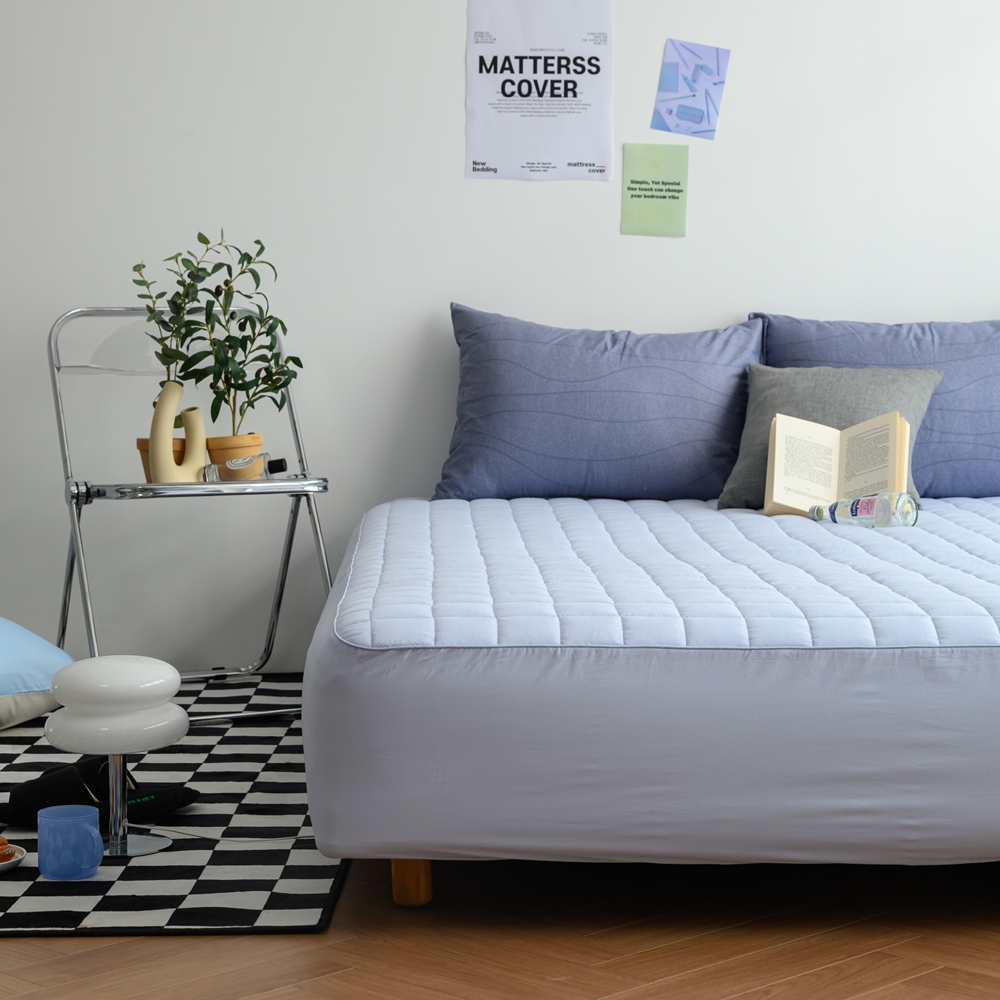 나라데코 40수 순면 솔리드 누빔 매트리스커버 S