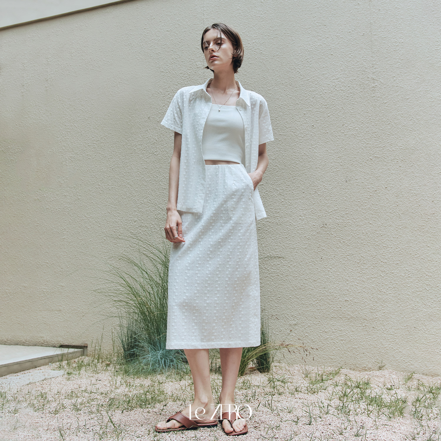 [제로스트릿] 르제로 에어코튼 레이스 스커트 LeZERO AIR COTTON LACE SKIRT / WHITE - 상세 이미지 2