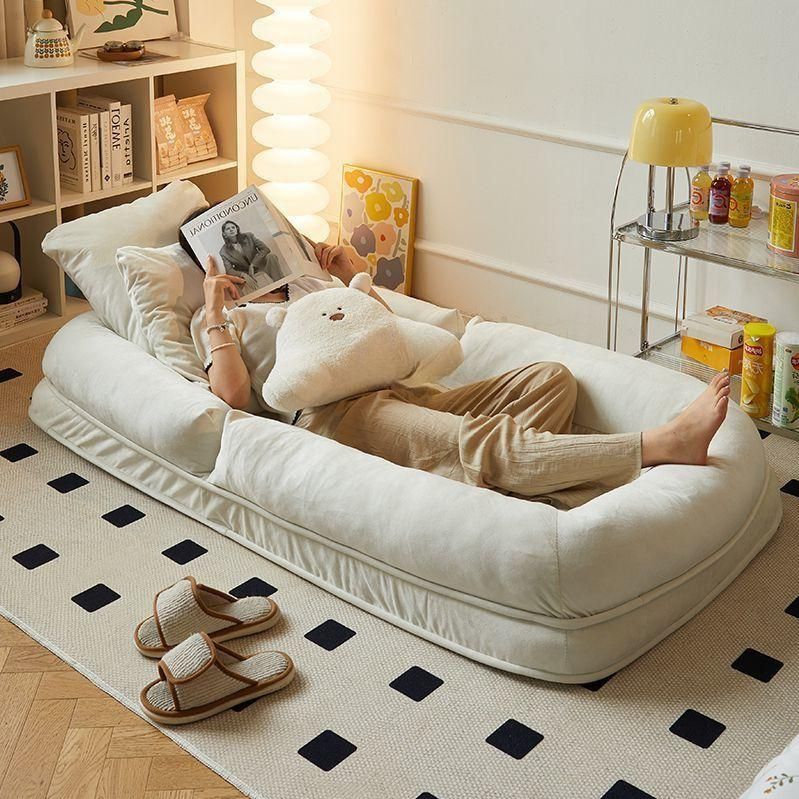 소파베드 각도조절 싱글 카우치 원룸 거실 방콕 집순이 화이트 177CM 베개 / 쿠션 포함