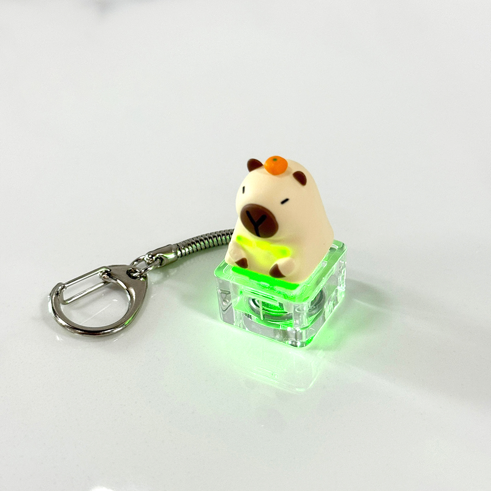 포인트키캡 키링 LED 딸깍이 아티산 귀여운 동물 열쇠고리 차키 가방 카피바라 감귤바라 - 상세 이미지 4