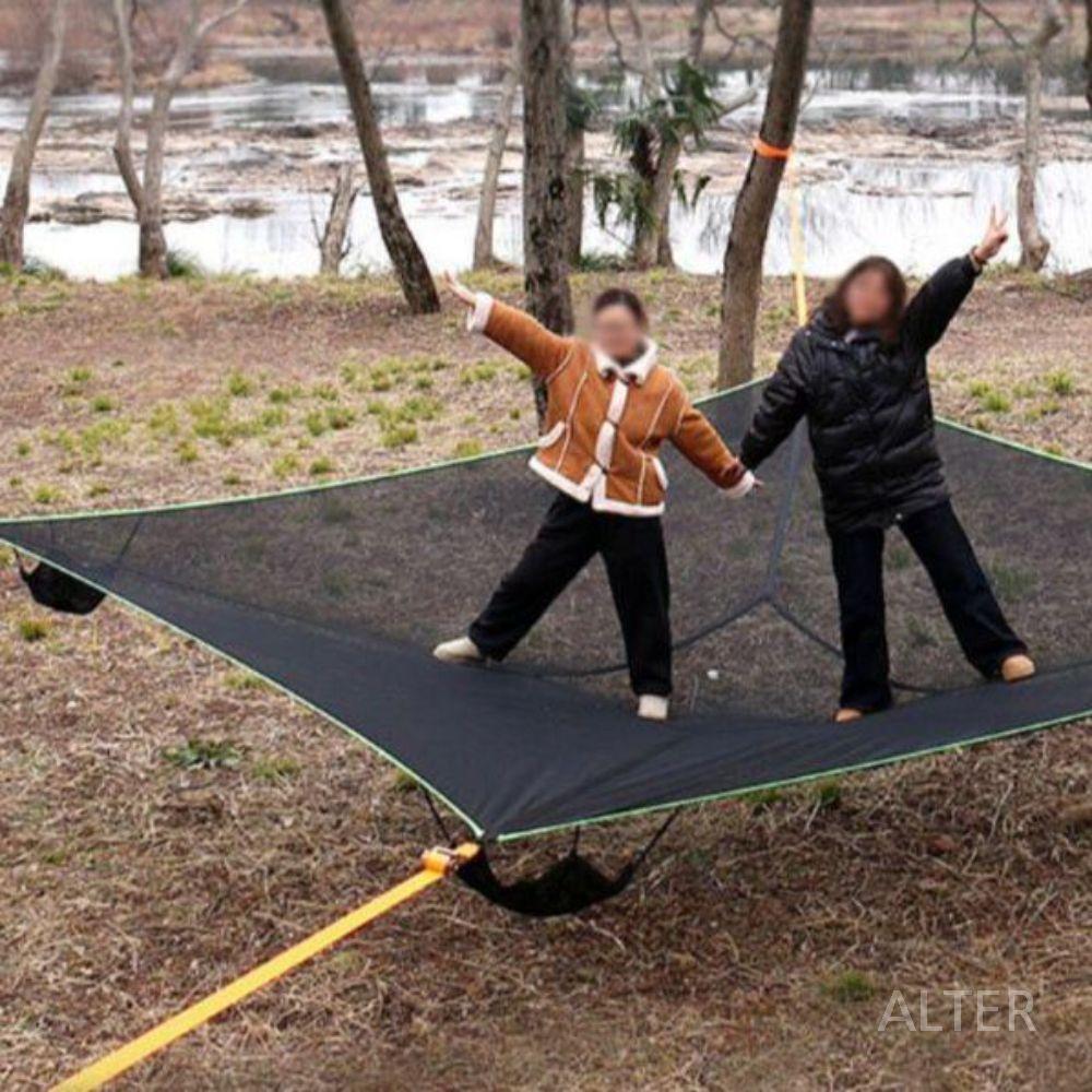 캠핑 해먹 야외 그물 그네 사각 크로스 대형 침대 검정 3m 이중직조 - 상세 이미지 3