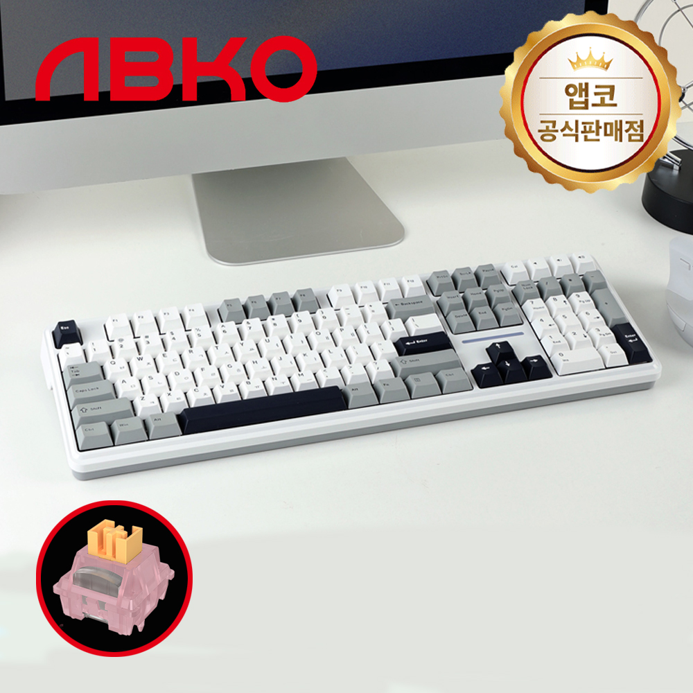 앱코 AK108 3모드 OTEMU 특주축 유무선 기계식 키보드 그레이, 피치축, 40g - 상품 이미지
