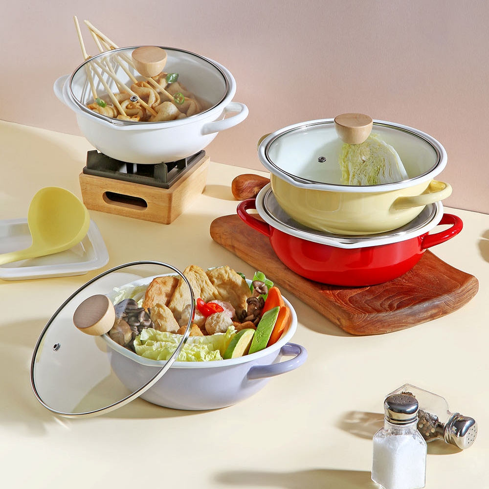 인덕션 법랑 전골냄비 21cm 업소용 양수팬 샤브샤브 오뎅