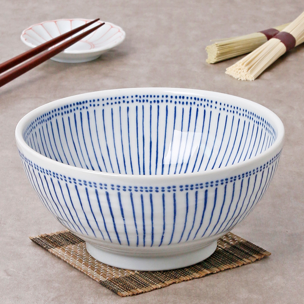 일본 도자기 면기 라멘 우동기 덮밥 라면 비빔밥 냉면 그릇 1개, 18.5cm, 도트토쿠사 중 - 상세 이미지 5