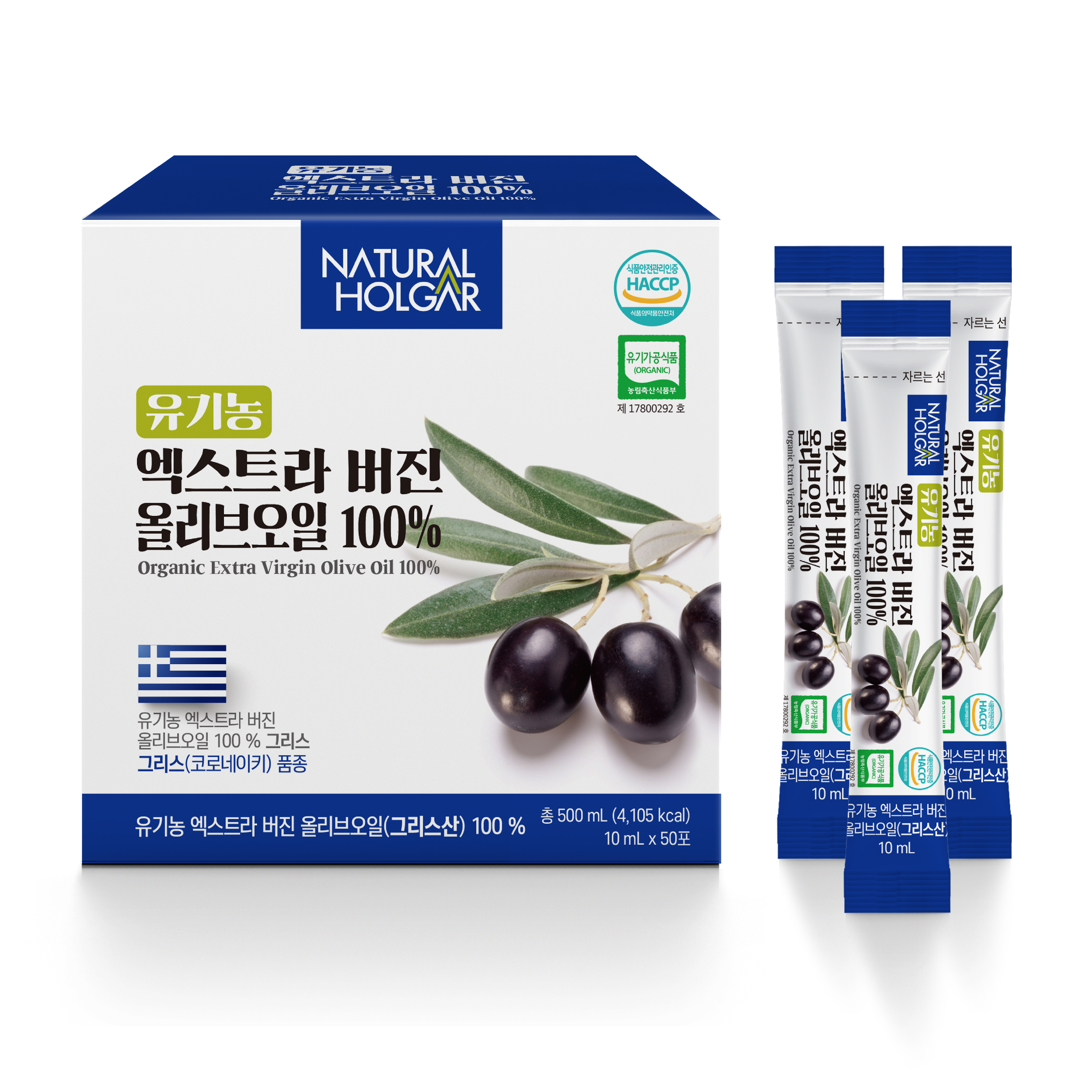 네츄럴올가 유기농 엑스트라버진 올리브오일 100% 스틱 그리스 500ml, 1개