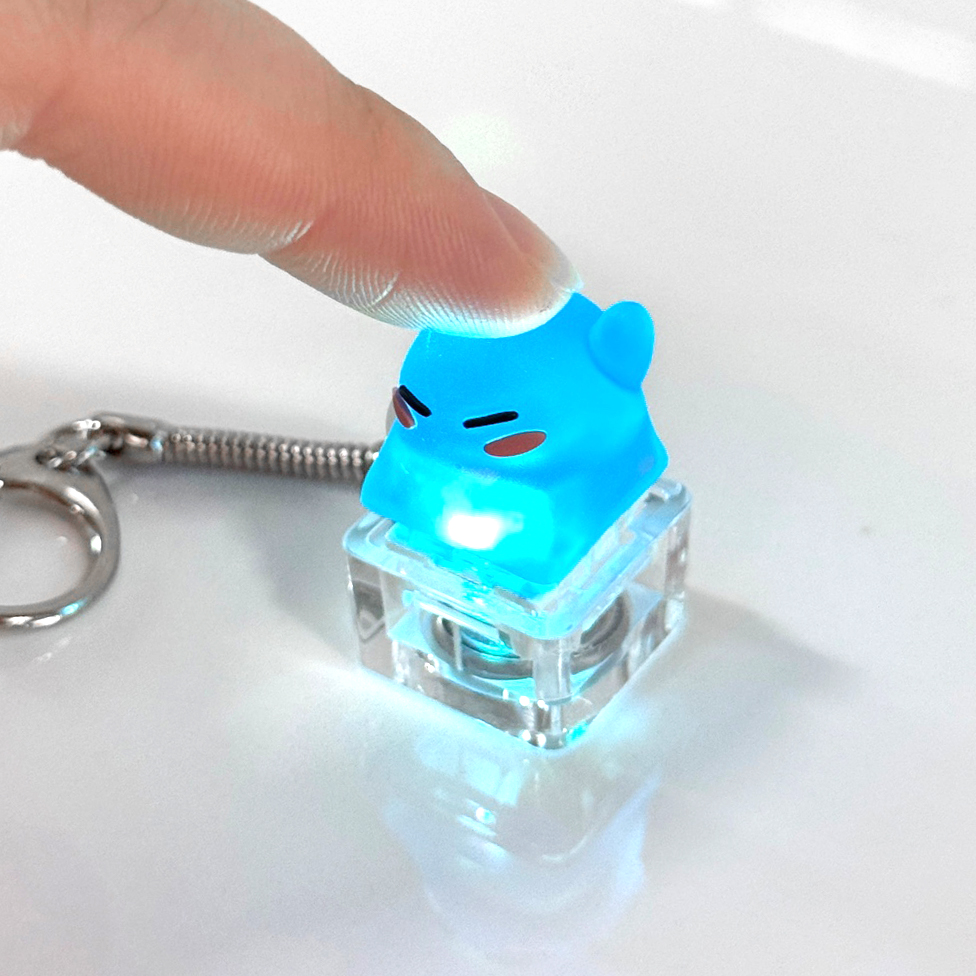 포인트키캡 키링 LED 딸깍이 아티산 귀여운 동물 열쇠고리 차키 가방 파란색 슬라임