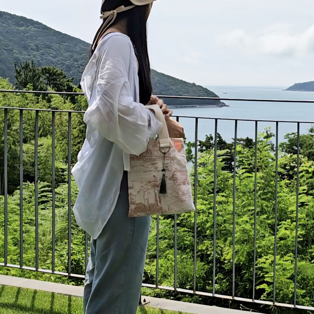 전통원단 에코백 가벼운 마실백 핸드메이드 손가방 - 상세 이미지 5