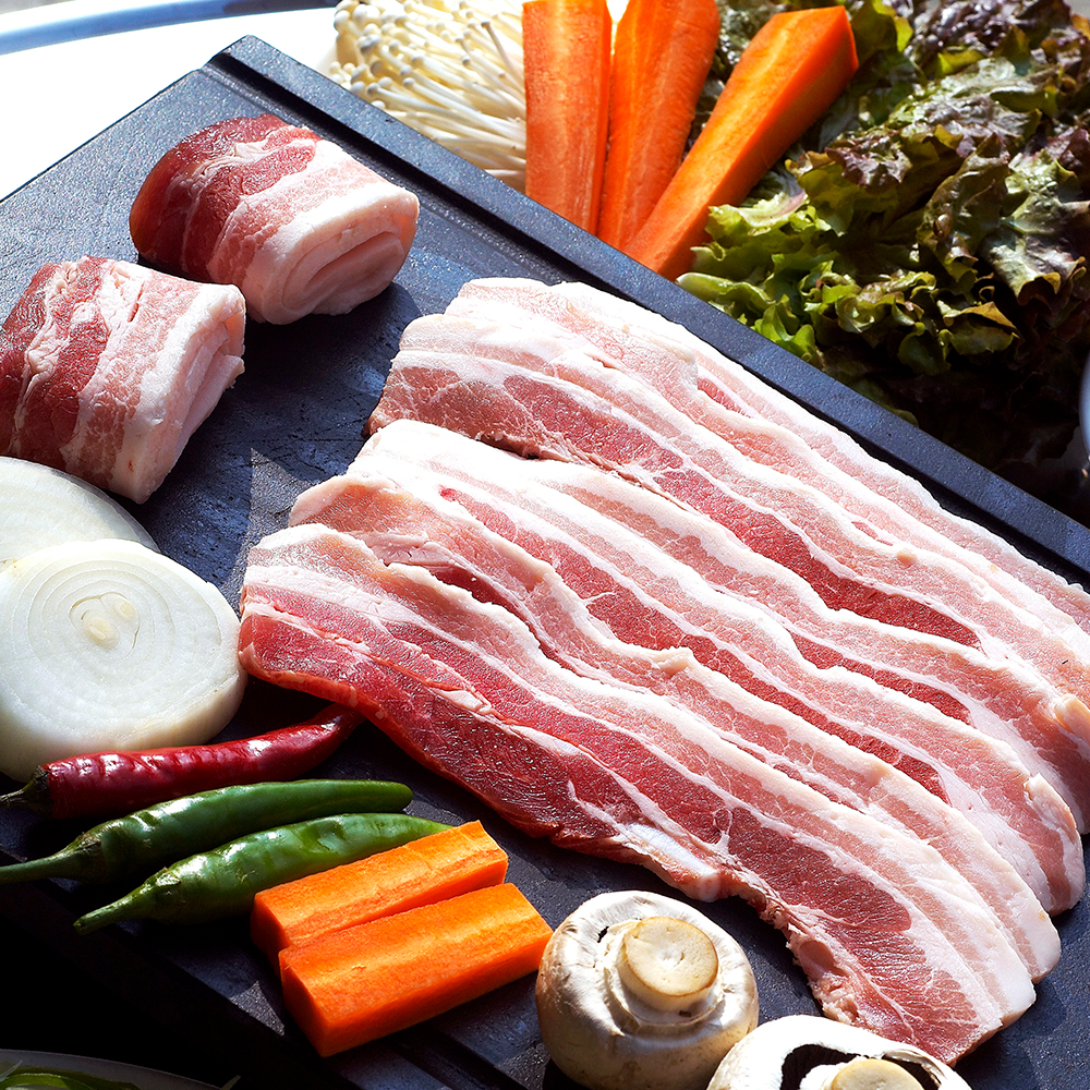 고소한 한돈 옛날 삼겹살 슬라이스 구이용 가정용 돼지 고기 반찬 냉장, 300g, 5개