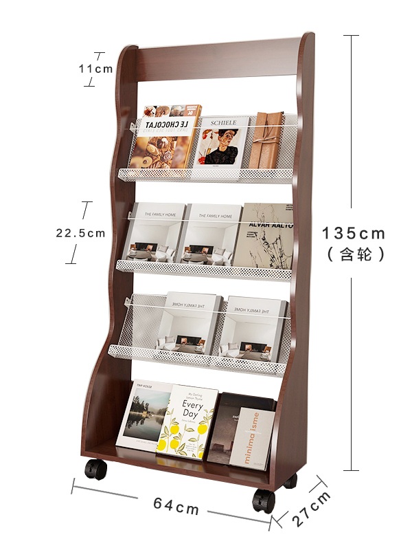 홍보물 거치대 팜플렛 카달로그 잡지꽂이 책 리플렛 잡지 전시대 진열대 브로셔 월넛색 48cm 1개 - 상세 이미지 2