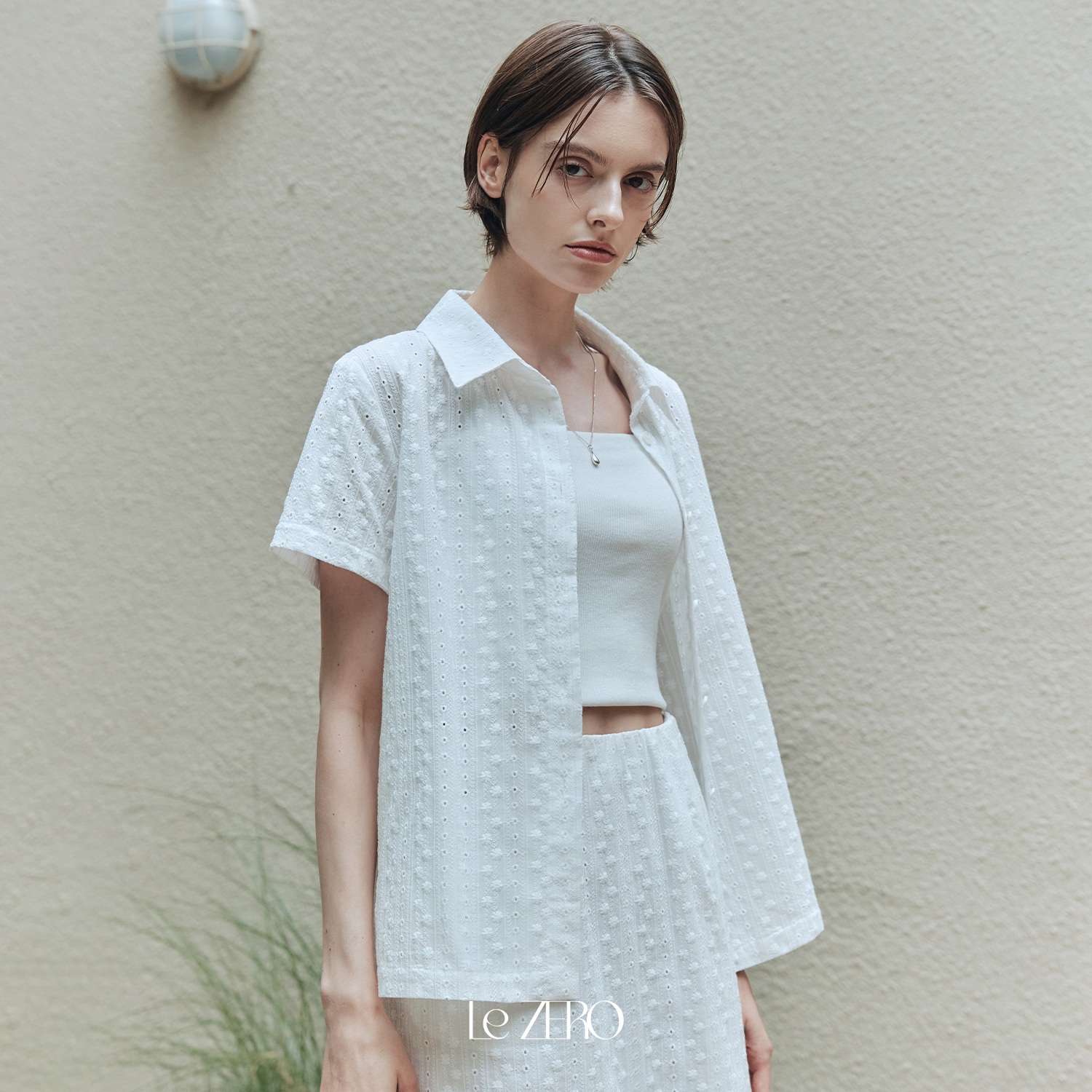 [제로스트릿] 르제로 에어코튼 레이스 셔츠 LeZERO AIR COTTON LACE SHIRT / WHITE - 상세 이미지 2