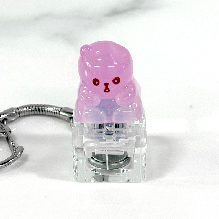 포인트키캡 키링 LED 딸깍이 아티산 귀여운 동물 열쇠고리 차키 가방 젤리곰 포도곰 - 상세 이미지 4