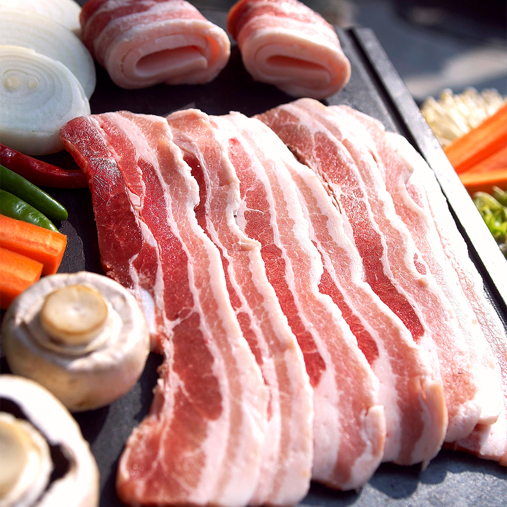 고소한 한돈 옛날 삼겹살 슬라이스 구이용 가정용 돼지 고기 반찬 냉장, 300g, 5개