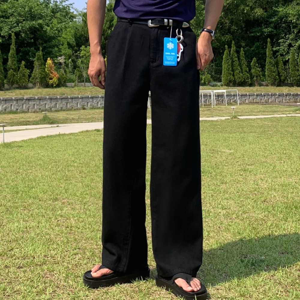 남자 슨톰 봄 가을 뒷밴딩 핀턱 와이드 면바지 이미지 6
