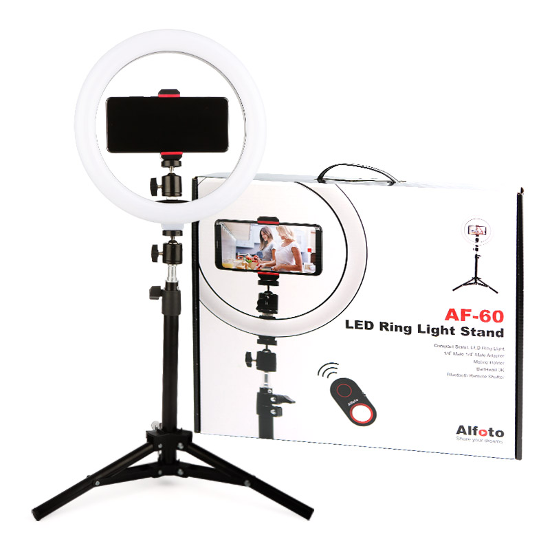 올포토 AF-60 유튜브 방송 장비 개인 1인 조명 스마트폰 거치대 삼각대 링라이트