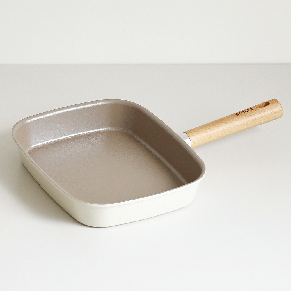 STOLTZ 슈톨츠 크림 쿡웨어 IH 사각 구이팬 28cm 원목손잡이 인덕션 사각팬