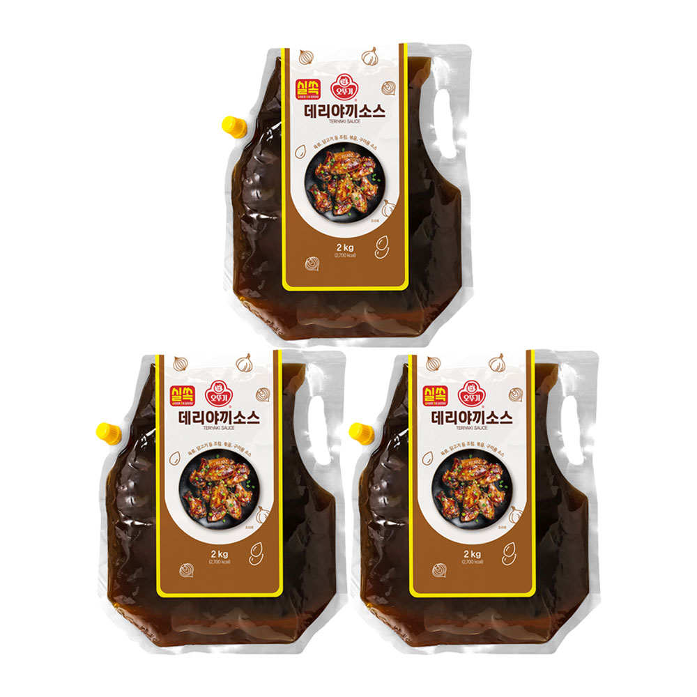 오뚜기 실쏙 데리야끼소스 스파우트팩 2kg 3개 대용량 업소용