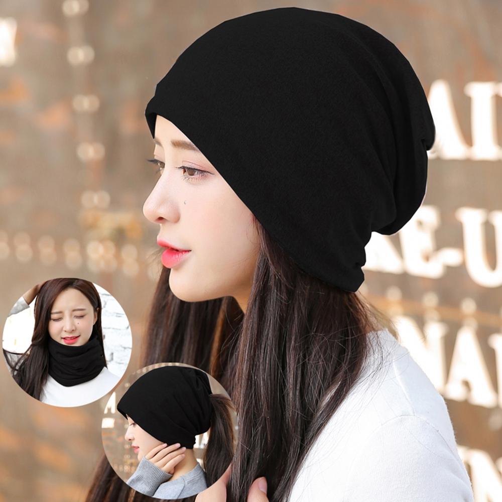 오버핏 롱비니 면 두건 비니 모자