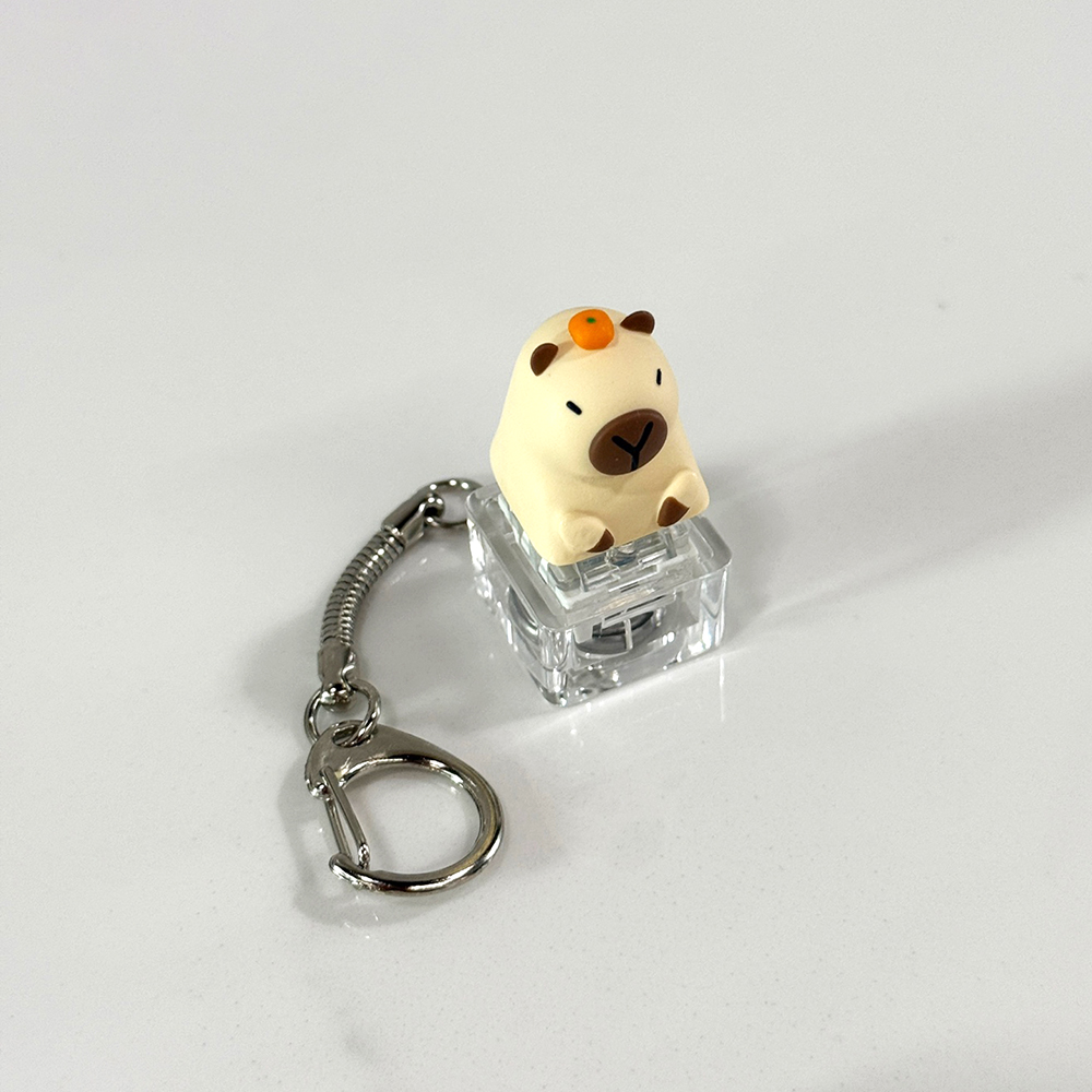 포인트키캡 키링 LED 딸깍이 아티산 귀여운 동물 열쇠고리 차키 가방 카피바라 감귤바라 - 상세 이미지 5
