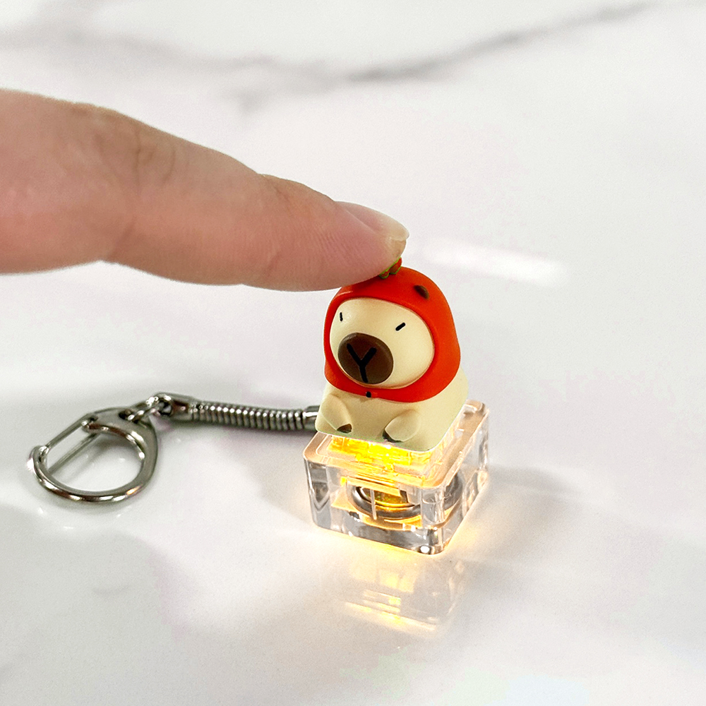 포인트키캡 키링 LED 딸깍이 아티산 귀여운 동물 열쇠고리 차키 가방 카피바라 당근바라