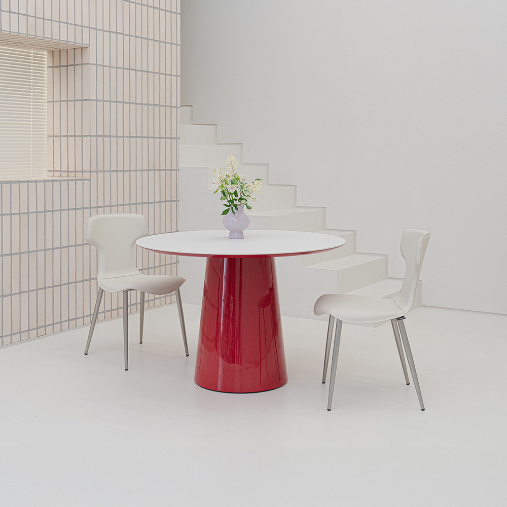 [헨지디자인] 비노 딥 레드 라운드 세라믹 테이블 원목 인테리어식탁