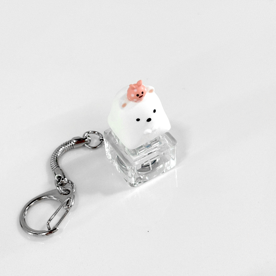 포인트키캡 키링 LED 딸깍이 아티산 귀여운 동물 열쇠고리 차키 가방 북극곰 - 상세 이미지 2