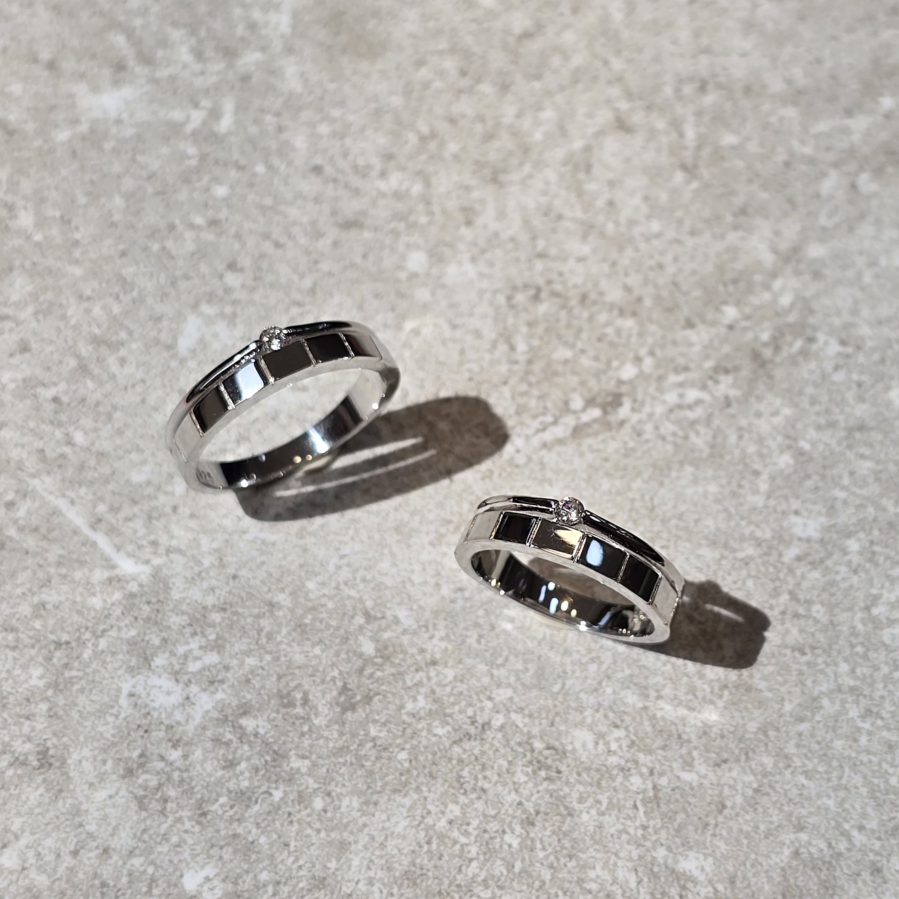 실버925 커플링 두줄 사각 커플반지 [Frame by Frame]