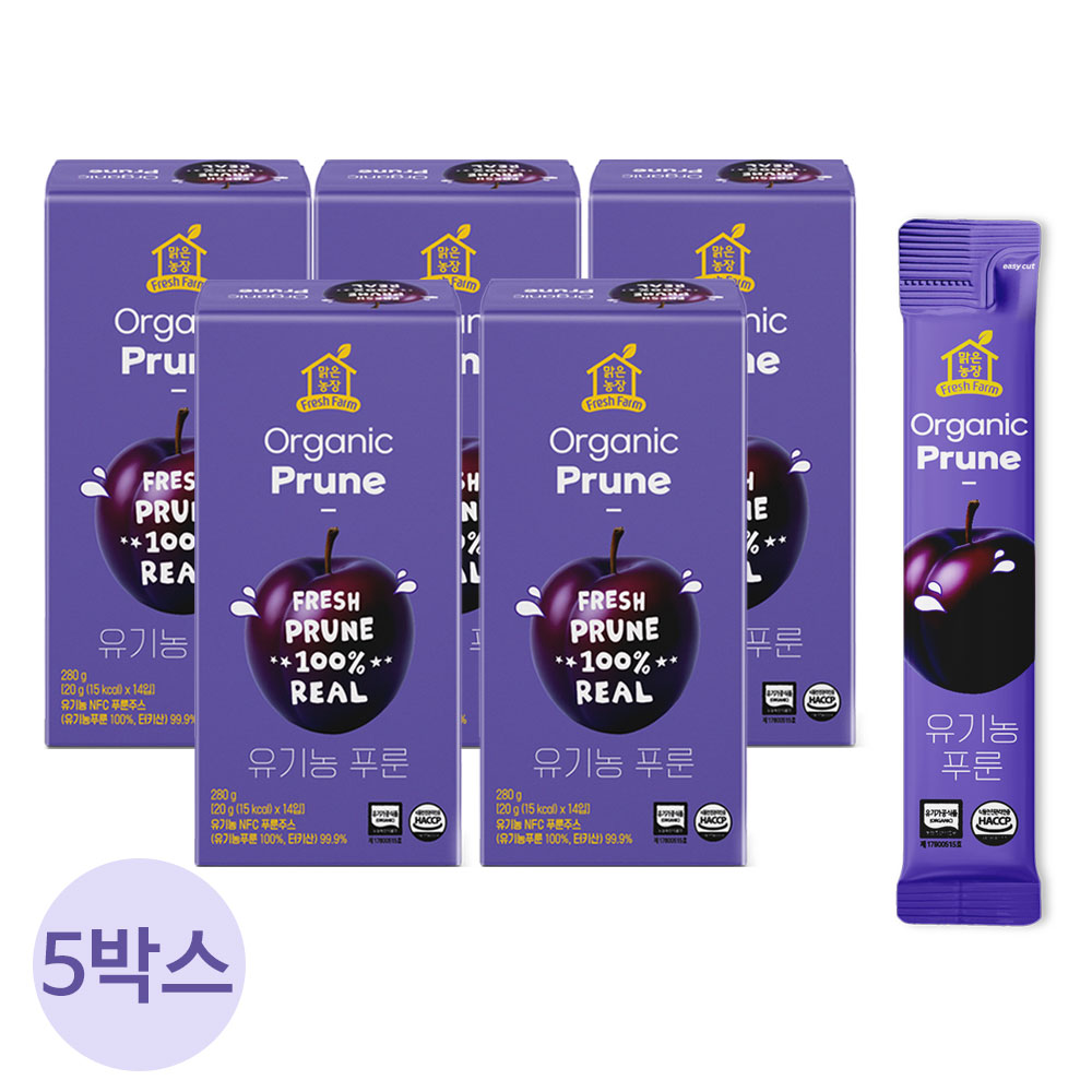 맑은농장 NFC착즙 유기농 푸룬주스 스틱 20g×70포 임산부 변비주스 푸룬즙 딥워터 - 메인 이미지
