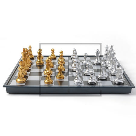 [트렌디프레소협력사]데이슬롯 접이식 자석 체스 32x32cm 골드실버 체스보드게임