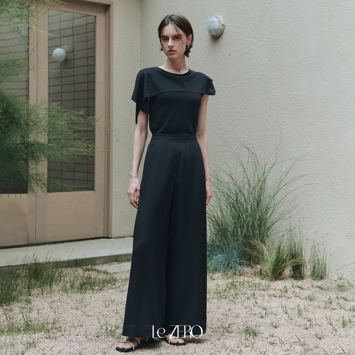 [제로스트릿] 르제로 노블 와이드 밴딩 팬츠 LeZERO NOBLE WIDE BANDING PANTS / BLACK - 상세 이미지 2