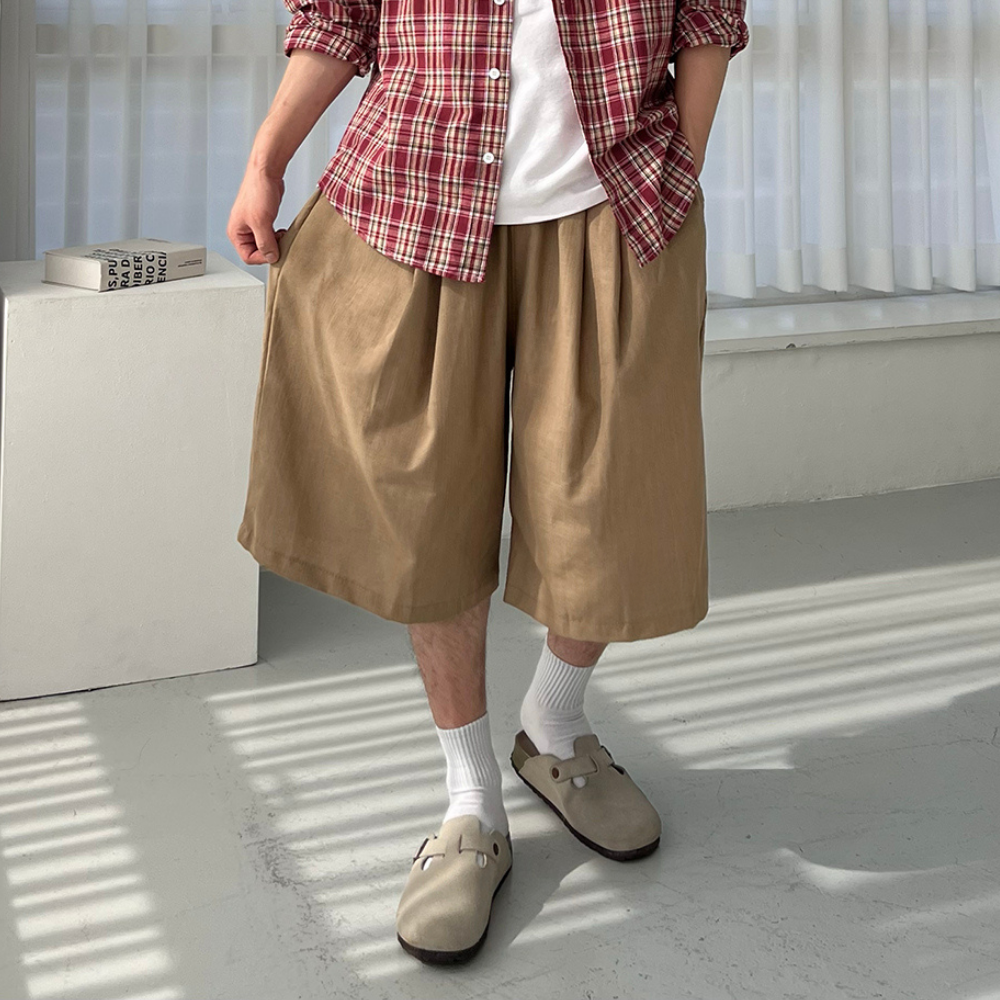 남자린넨바지 남자버뮤다팬츠 통큰바지 - 상품 이미지
