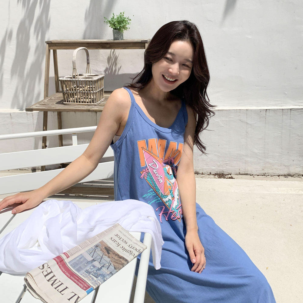끈 나시 롱원피스 여름 편한 비치 원피스 홈웨어