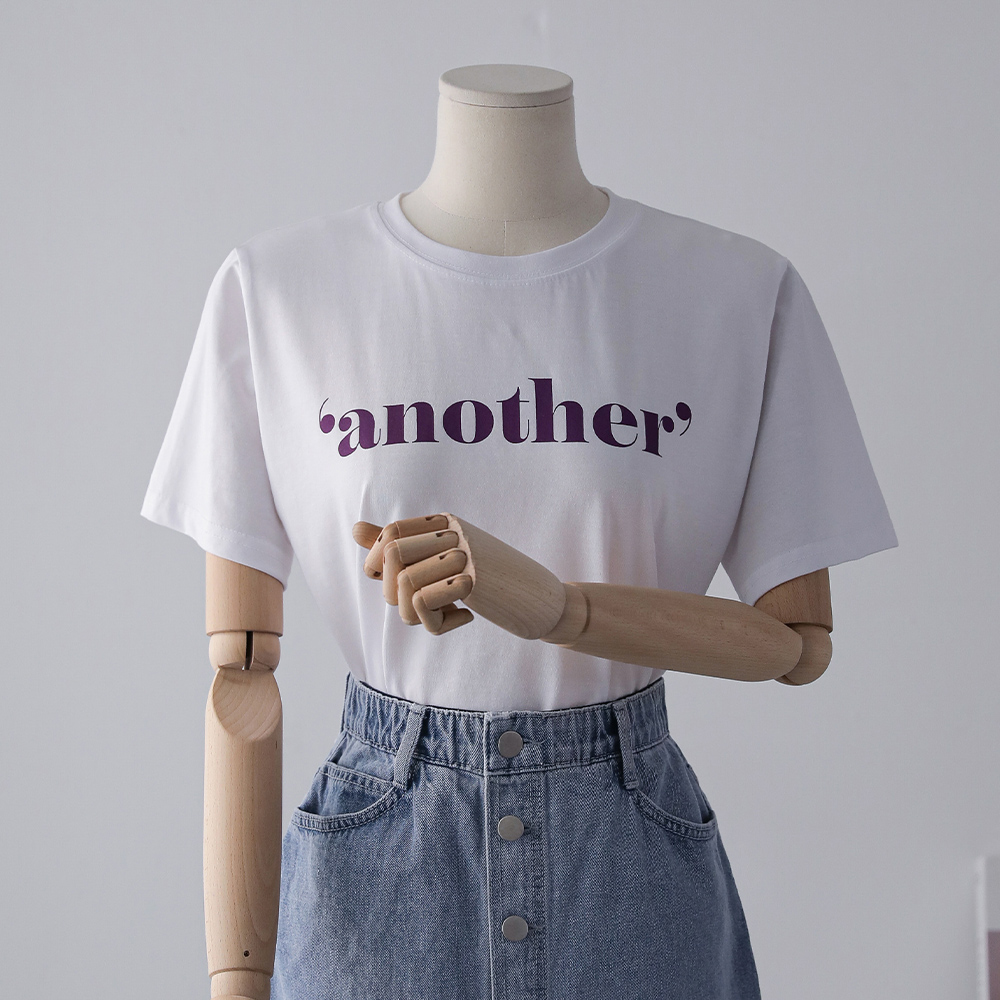 [fabric good] 어나더 배색 여름 레터링 반팔 티셔츠 - 상품 이미지
