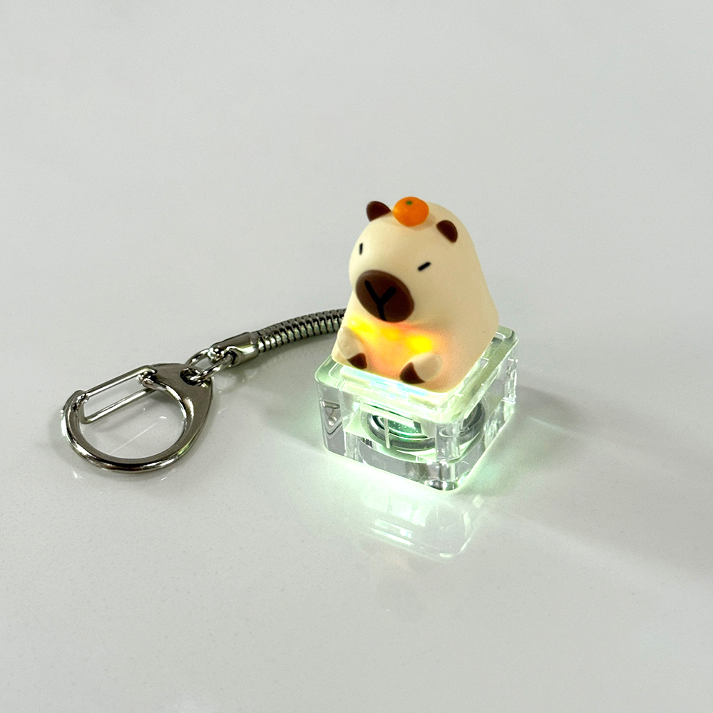포인트키캡 키링 LED 딸깍이 아티산 귀여운 동물 열쇠고리 차키 가방 카피바라 감귤바라