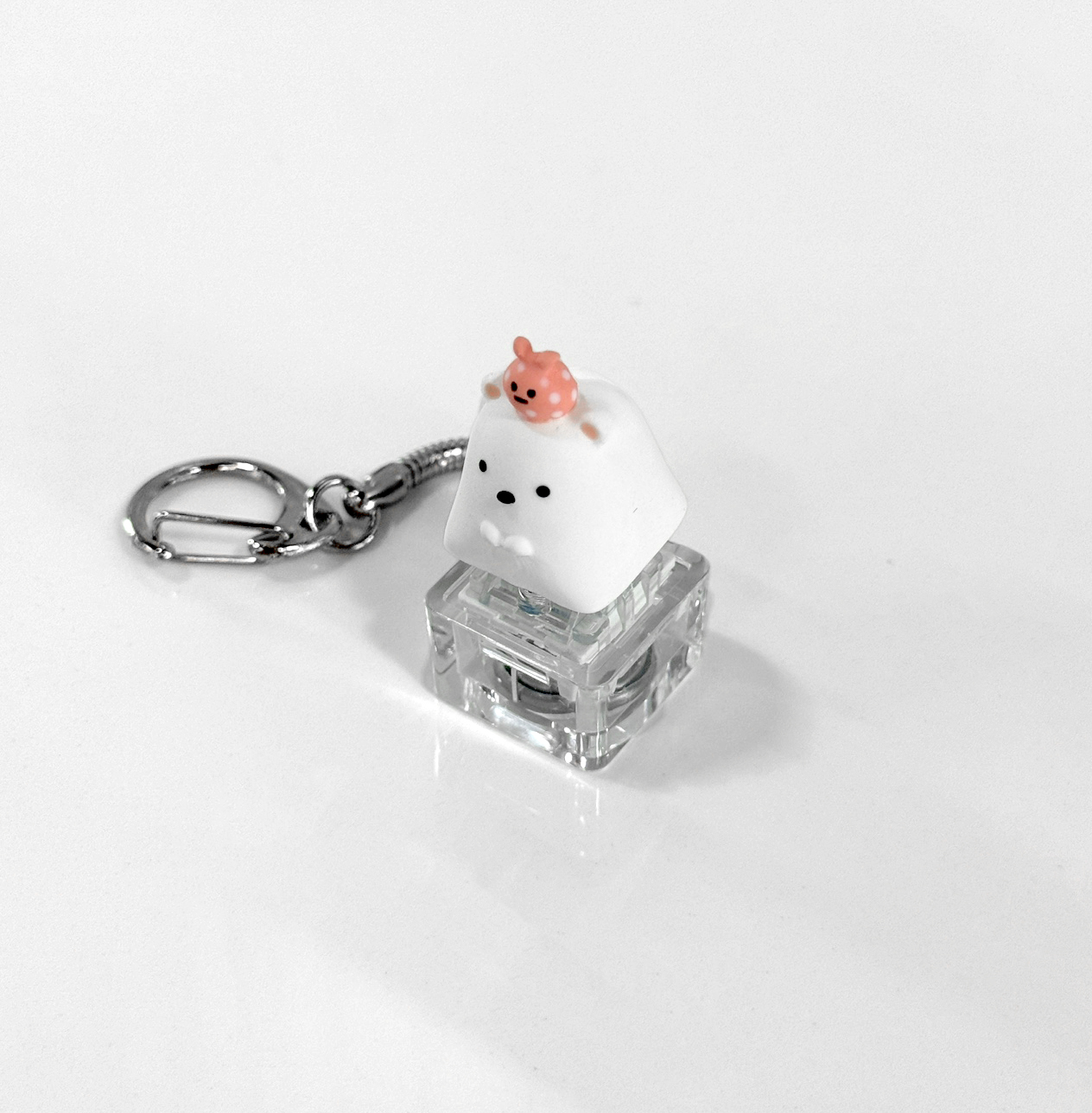포인트키캡 키링 LED 딸깍이 아티산 귀여운 동물 열쇠고리 차키 가방 북극곰 - 상세 이미지 4
