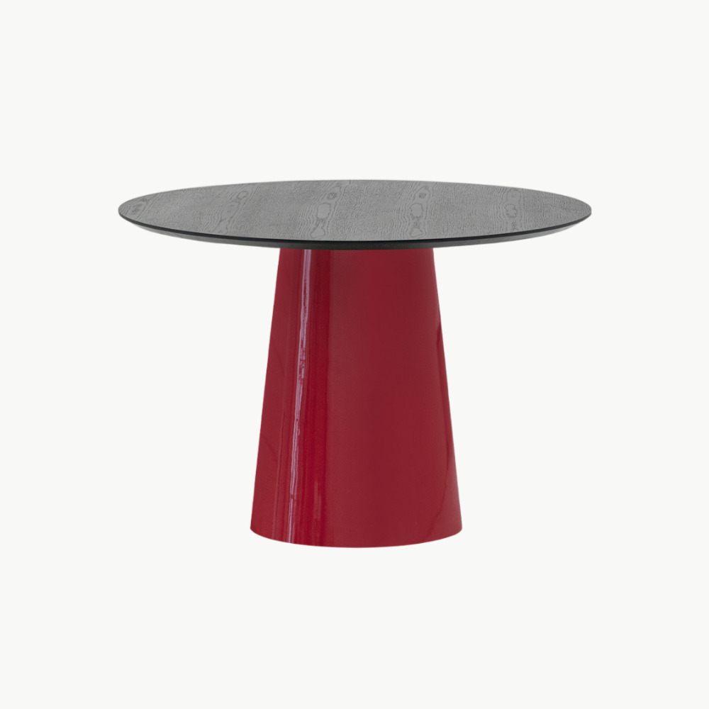 [헨지디자인] 비노 딥 레드 라운드 블랙오크 테이블 원목 인테리어식탁 - 상품 이미지