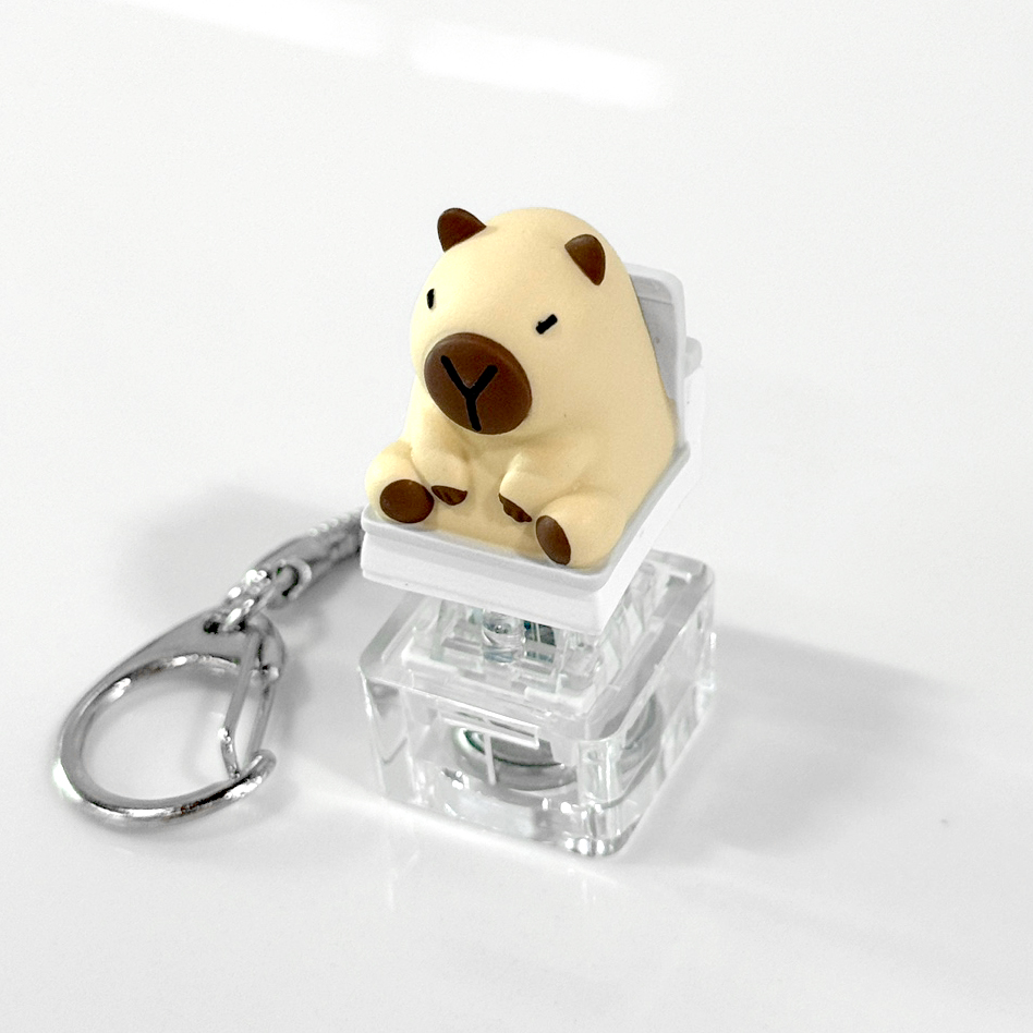 포인트키캡 키링 LED 딸깍이 아티산 귀여운 동물 열쇠고리 차키 가방 카피바라 변기바라