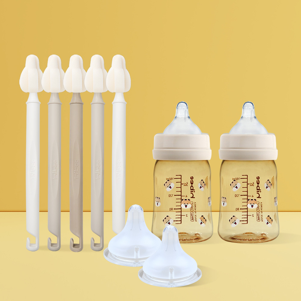 [하이비 우리아기 첫만남 패키지] 에잇벤트젖병170ml2P 소프트필젖꼭지2P 롱미니솔5P 색상/패턴 랜덤발송 - 상품 이미지