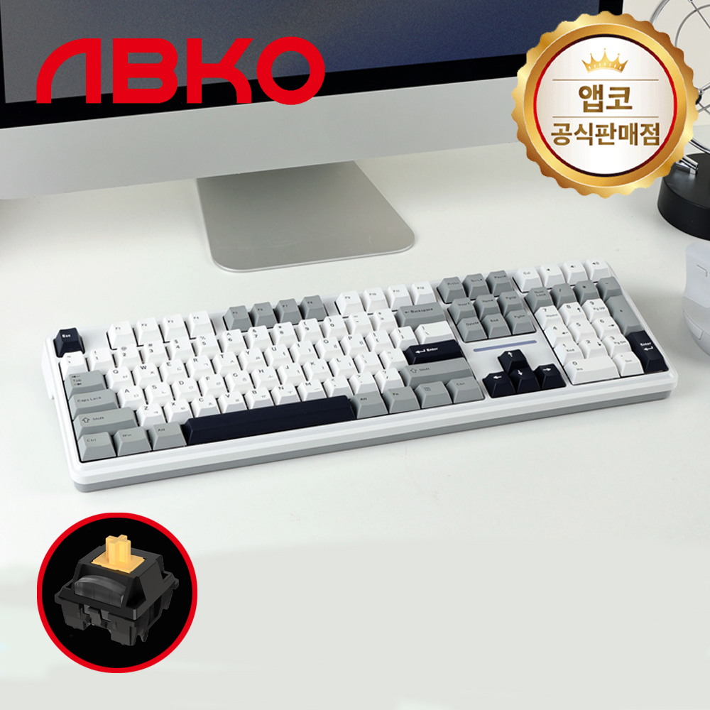 앱코 AK108 3모드 OTEMU 특주축 유무선 기계식 키보드 그레이, 거북이 등껍질축, 40g - 상품 이미지